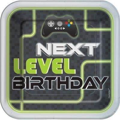 Level Up Birthday Party Supplies Pack for 8 Guests - Kit Includes Plates, Napkins, Table Cover, Banner Decoration, Scene Setter, Centerpiece & Favors with Bags